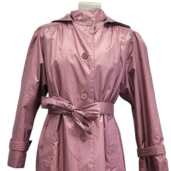 Vintage Chiango Womens Size 6 Long Sleeve Button Removeable Hood Trench Coat - Picture 2 of 6